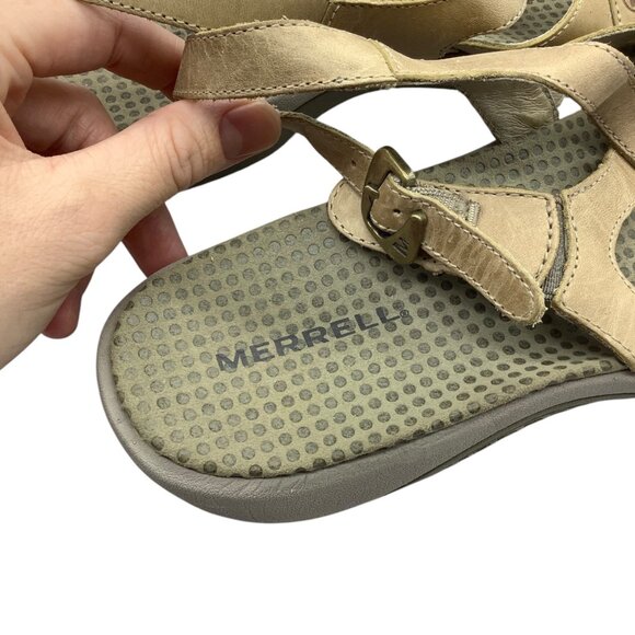 Merrell Agave Tan Leather Strappy Slingback Sandals Women Size 10 - Picture 3 of 10
